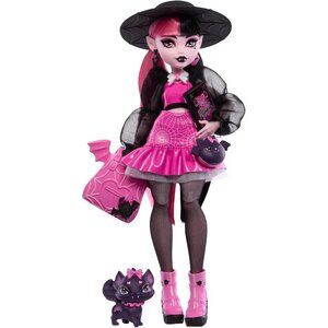 Monster High Draculaura Doll with Pet Bat Accessories Backpack and Spell Book